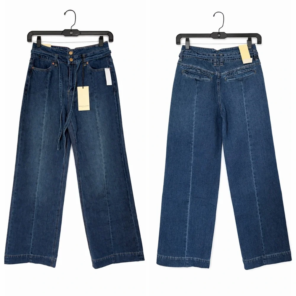 NEW SCOTCH & SODA High waisted Wide Leg COTTON Dark Blue Jeans 31” size 4,12 - Picture 3 of 16